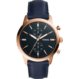  | Fossil Townsman Blue Leather Strap Blue Dial Chronograph Quartz Watch for Men - FS5436 | Watches | Fossil | OneHub