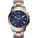 Fossil Grant Two-toned Stainless Steel Blue Dial Chronograph Quartz Watch for Men - FS5024