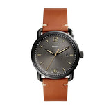 Fossil Commuter Brown Leather Strap Black Dial Quartz Watch for Men - FS5276