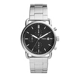 Fossil Commuter Silver Stainless Steel Black Dial Chronograph Quartz Watch for Men - FS5399