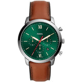 Fossil Neutra Brown Leather Strap Green Dial Chronograph Quartz Watch for Men - FS5735