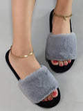 SHEIN Fall/Winter Single Band Fuzzy Bedroom Slippers