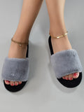 SHEIN Fall/Winter Single Band Fuzzy Bedroom Slippers
