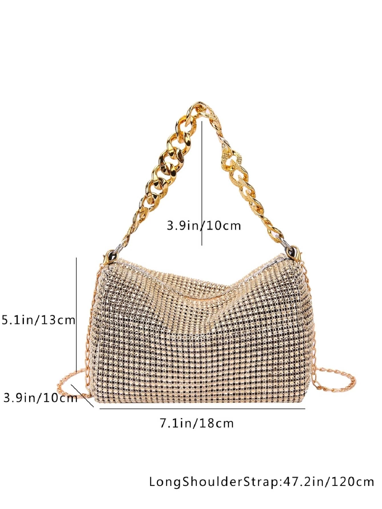  | SHEIN Fashion Evening Bag, Round Cylinder Full Rhinestones Chain Crossbody Bag, Zipper Closure Versatile Shoulder Bag, Sparkly Casual Bag | Bags | Shein | OneHub