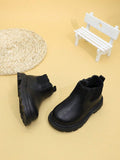 SHEIN Fashion Kids Ankle Boots Toddler Flat Zipper Leather Shoes Boys Girls Boots Infant Winter