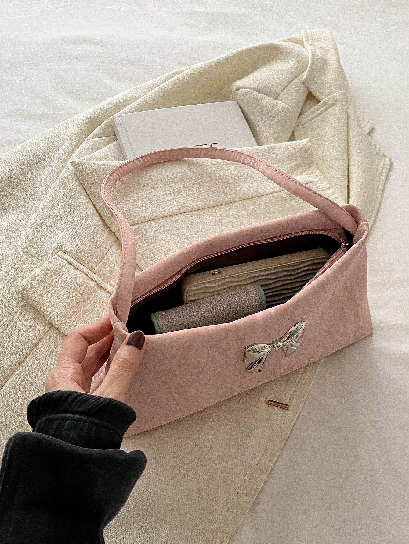  | SHEIN Fashion Ladies Bow Decoration Shoulder Bag Women's Bag Underarm Bag Square Bag | Bags | Shein | OneHub