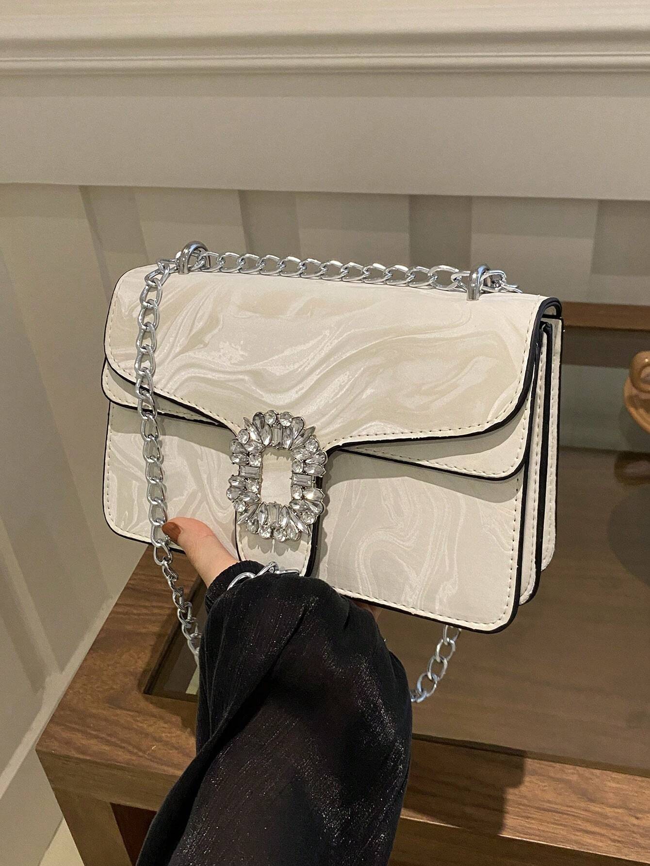 | SHEIN Fashionable And Versatile Solid Color PU Shoulder Bag, Casual And Simple Double-Layered Chain Square Bag | Bags | Shein | OneHub