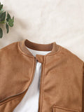  | Fashionable Baby Boys' Suede Jacket And Twill Cargo Pants, Suitable For Fall/Winter Outings | Dress | Shein | OneHub