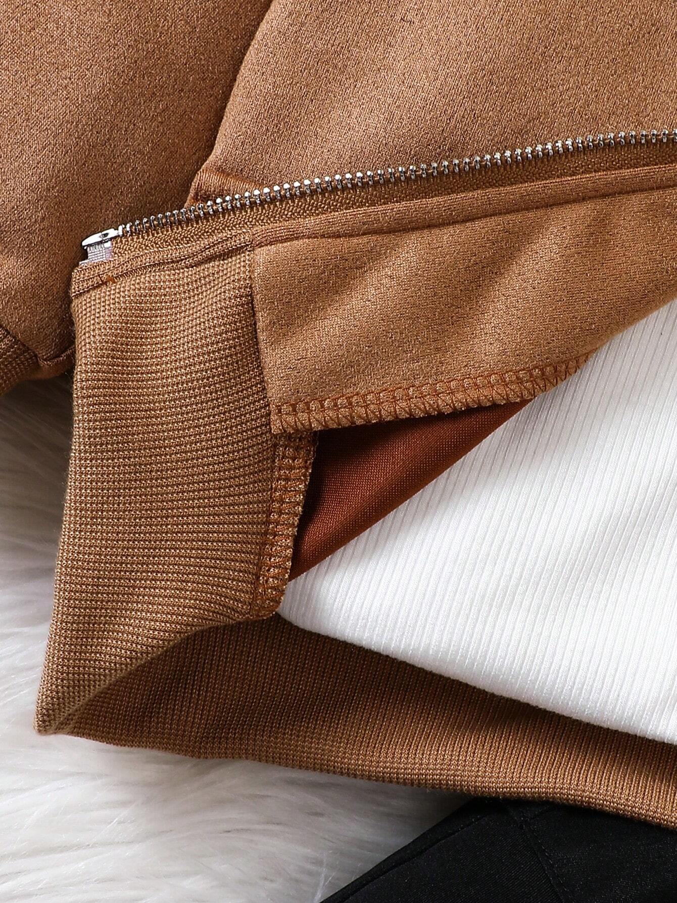  | Fashionable Baby Boys' Suede Jacket And Twill Cargo Pants, Suitable For Fall/Winter Outings | Dress | Shein | OneHub