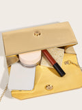  | SHEIN Fashionable Metal Gold Color Pu Leather Envelope Clutch Bag With Fine Cross Textured Design For Women, Come With Chain | Bags | Shein | OneHub