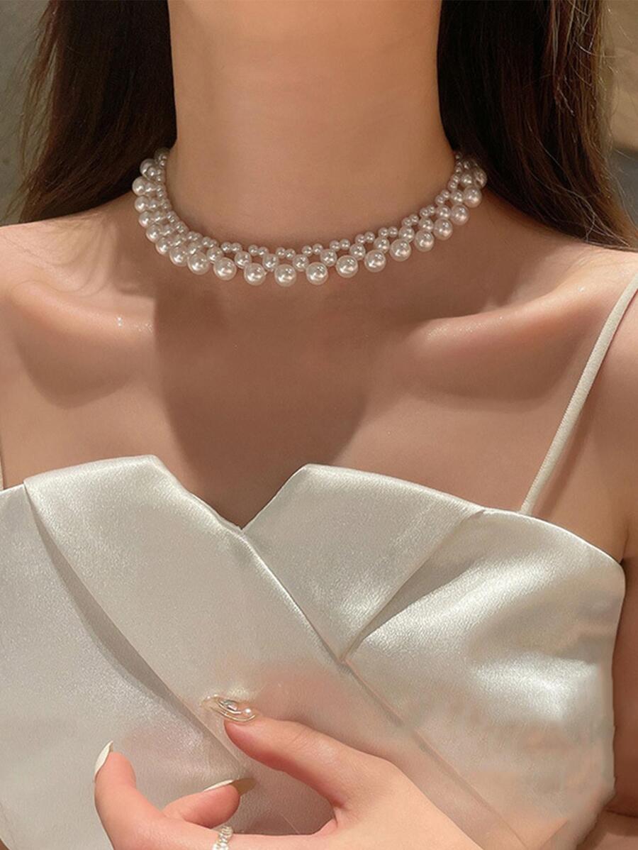  | SHEIN Faux Pearl Decor Bridal Necklace Elegant Pearl Necklace Women | Necklace | Shein | OneHub