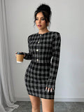 SHEIN Firerie Women 2pcs Set: Plaid Print Fitted Cami Midi Dress & Jacket