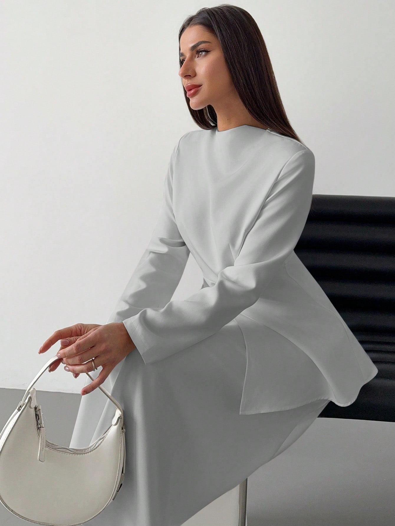  | SHEIN Firerie Women Elegant Minimalist Chic Romantic Commuting & Dating Pleated Waist Gathered Cuff Long Sleeve Shirt And High-Waist A-Line Skirt 2 Pieces Set, Autumn/Winter | Top and Pant Set | Shein | OneHub