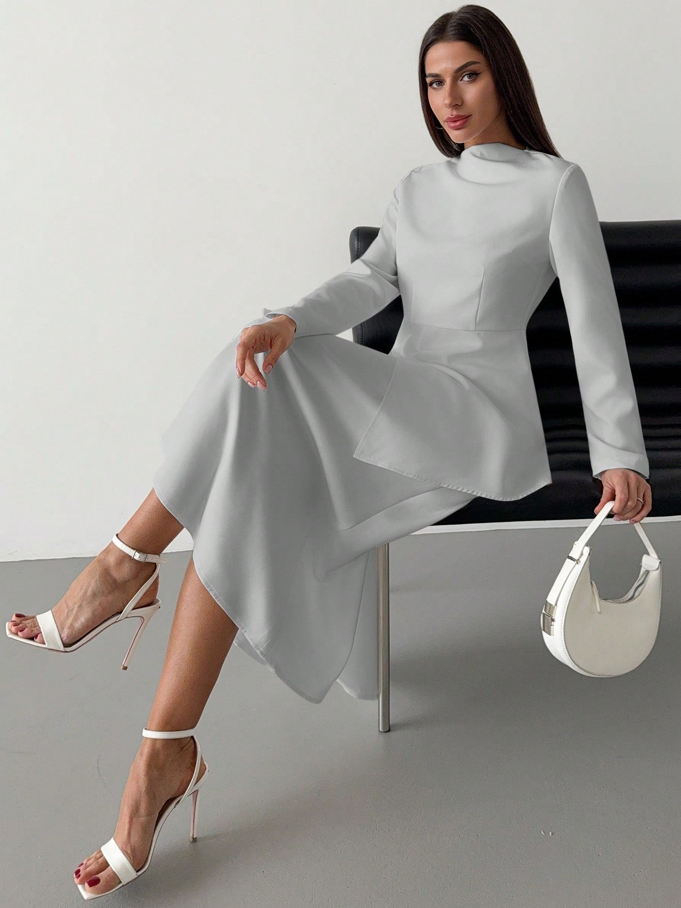  | SHEIN Firerie Women Elegant Minimalist Chic Romantic Commuting & Dating Pleated Waist Gathered Cuff Long Sleeve Shirt And High-Waist A-Line Skirt 2 Pieces Set, Autumn/Winter | Top and Pant Set | Shein | OneHub