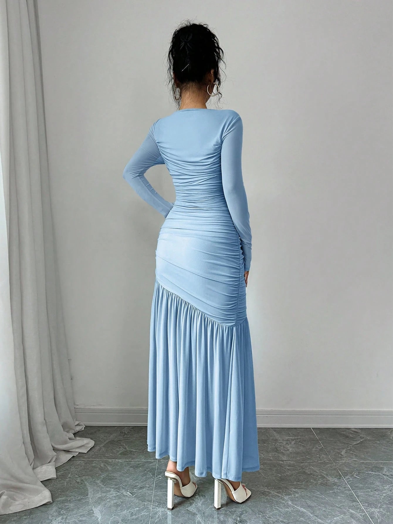 SHEIN Firerie Women Mesh Long Sleeve Dress, Autumn Casual Dress, Suitable For Autumn Clothing, Back To School Outfits, Teacher Outfit