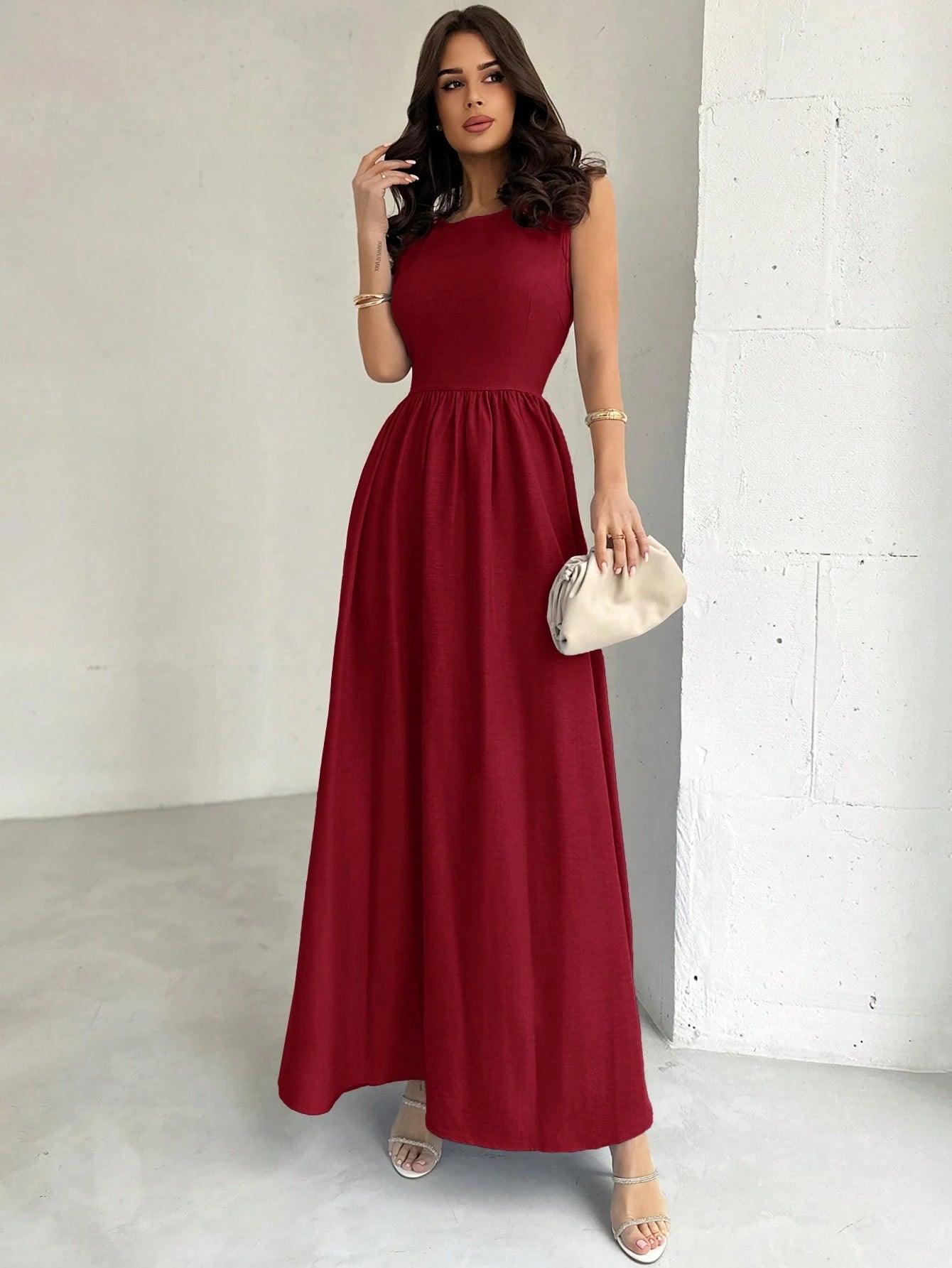  | SHEIN Firerie Women's Waist Gathered A-Line Long Dress | Dress | Shein | OneHub