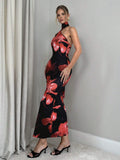  | SHEIN Firerie Women's Romantic Elegant Holiday Floral Print Halter Backless Bodycon Dress | Dress | Shein | OneHub