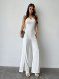  | SHEIN Firerie Women's Solid Color Strapless Jumpsuit With High Slit Hem | Jumpsuit | Shein | OneHub