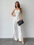  | SHEIN Firerie Women's Solid Color Strapless Jumpsuit With High Slit Hem | Jumpsuit | Shein | OneHub