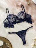  | SHEIN Floral Embroidery Mesh Underwire Lingerie Set | Lingerie | Shein | OneHub