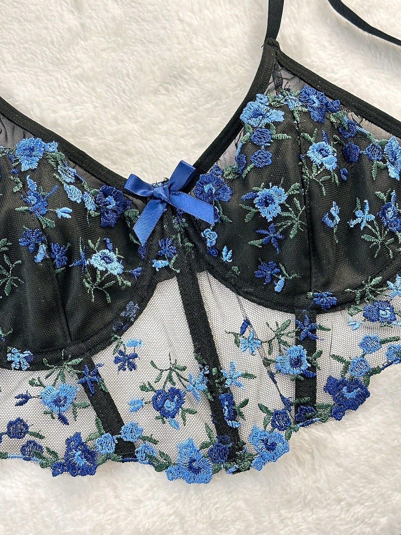  | SHEIN Floral Embroidery Mesh Underwire Lingerie Set | Lingerie | Shein | OneHub
