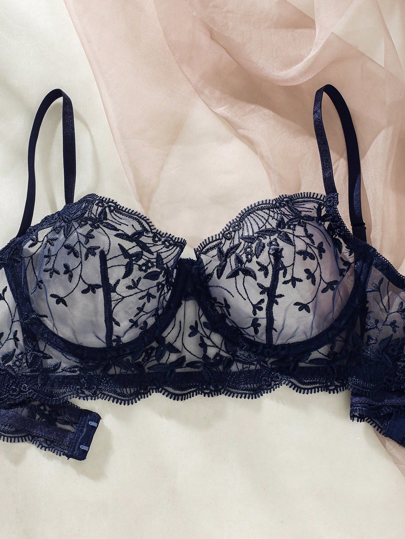  | SHEIN Floral Embroidery Mesh Underwire Lingerie Set | Lingerie | Shein | OneHub