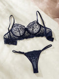  | SHEIN Floral Embroidery Mesh Underwire Lingerie Set | Lingerie | Shein | OneHub