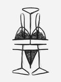 SHEIN Floral Lace Harness Garter Lingerie Set