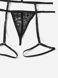 SHEIN Floral Lace Harness Garter Lingerie Set
