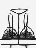 SHEIN Floral Lace Harness Garter Lingerie Set