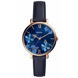 Fossil Jacqueline Blue Leather Strap Blue Dial Quartz Watch for Women - ES4673