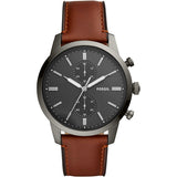 Fossil Townsman Amber Leather Strap Gray Dial Chronograph Quartz Watch for Men - FS5522
