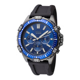 Fossil Garrett Black Silicone Strap Blue Dial Chronograph Quartz Watch for Men - FS5695