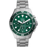 Fossil FB-03 Silver Stainless Steel Green Dial Chronograph Quartz Watch for Men - FS5726
