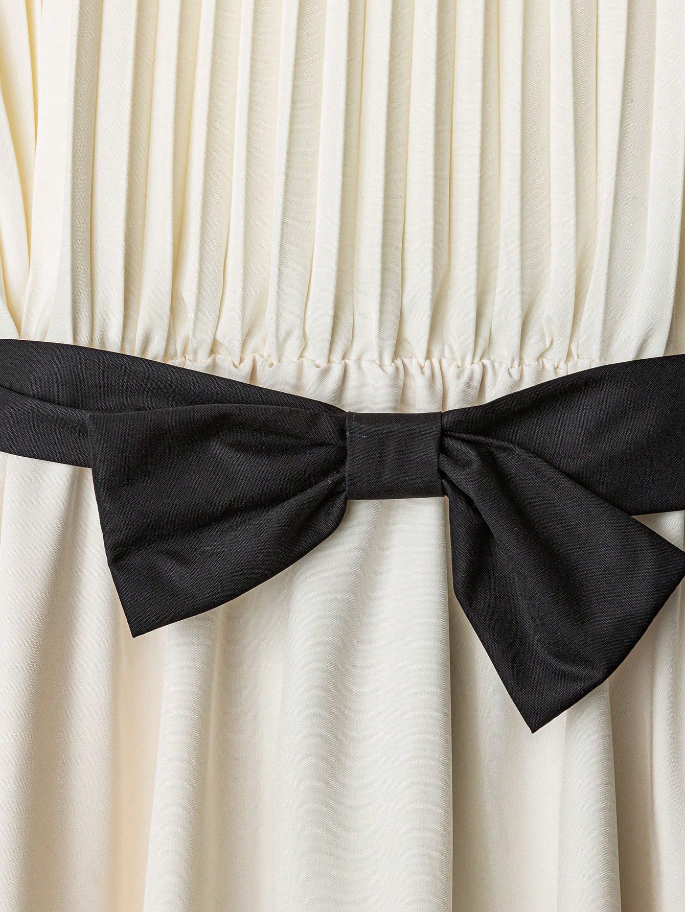  | SHEIN Franclia French Fashion Temperament Round Neck Lotus Leaf Sleeves Black Bow Waist Pleated Apricot Ladies Summer Long Dress Ladies Summer Dress Ladies Summer Clothing Women's Vacation Wear | Dress | Shein | OneHub