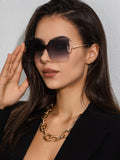 SHEIN Geometric Rimless Fashion Glasses