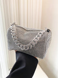 SHEIN Mini Rhinestone Decor Chain Square Bag, Perfect Bride Purse For Wedding, Prom & Party Events