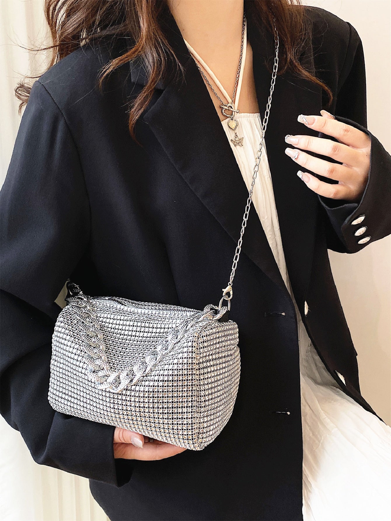  | SHEIN Mini Rhinestone Decor Chain Square Bag, Perfect Bride Purse For Wedding, Prom & Party Events | Bags | Shein | OneHub