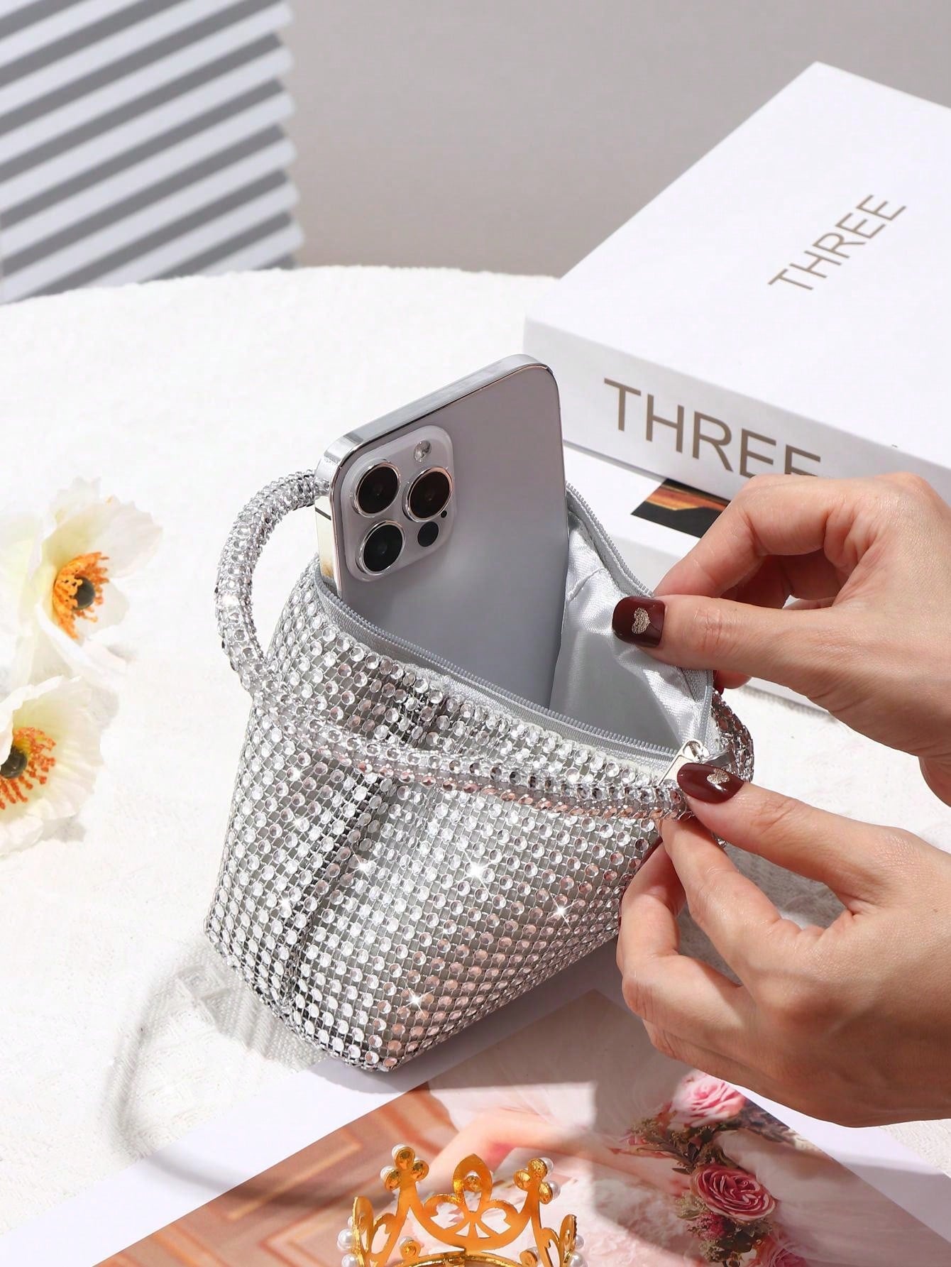  | SHEIN Glamorous Glitter Bling, Sequin, Luxury, Shiny Women's Mini Sparkling Rhinestone Clutch Bag | Bags | Shein | OneHub