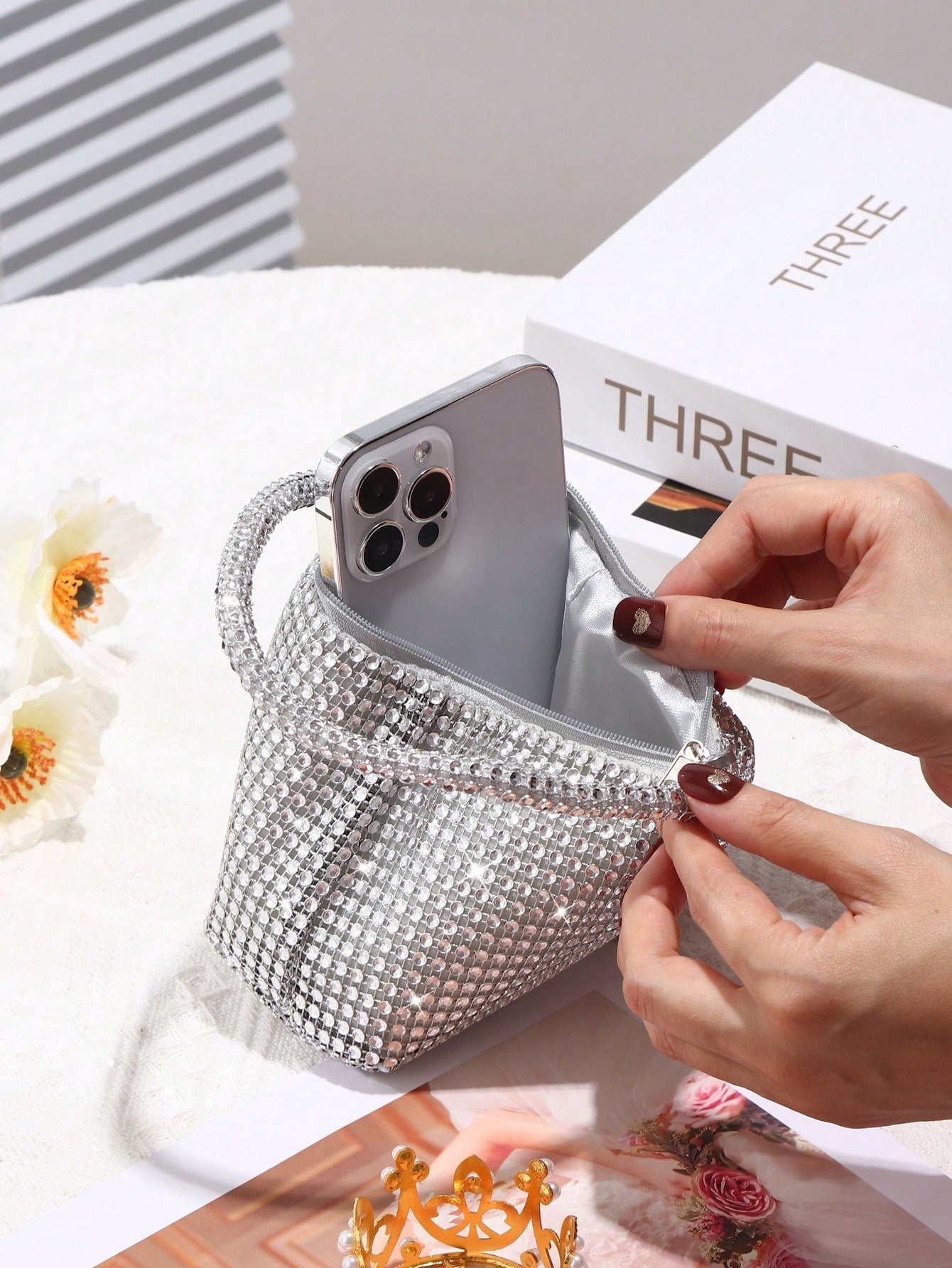  | SHEIN Glamorous Glitter Bling, Sequin, Luxury, Shiny Women's Mini Sparkling Rhinestone Clutch Bag | Bags | Shein | OneHub