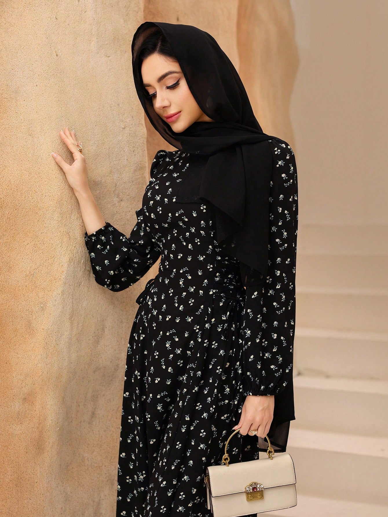  | SHEIN Graceveil Women's Ditsy Floral Asymmetric Collar Tie Waist Design Dress | Dress | Shein | OneHub