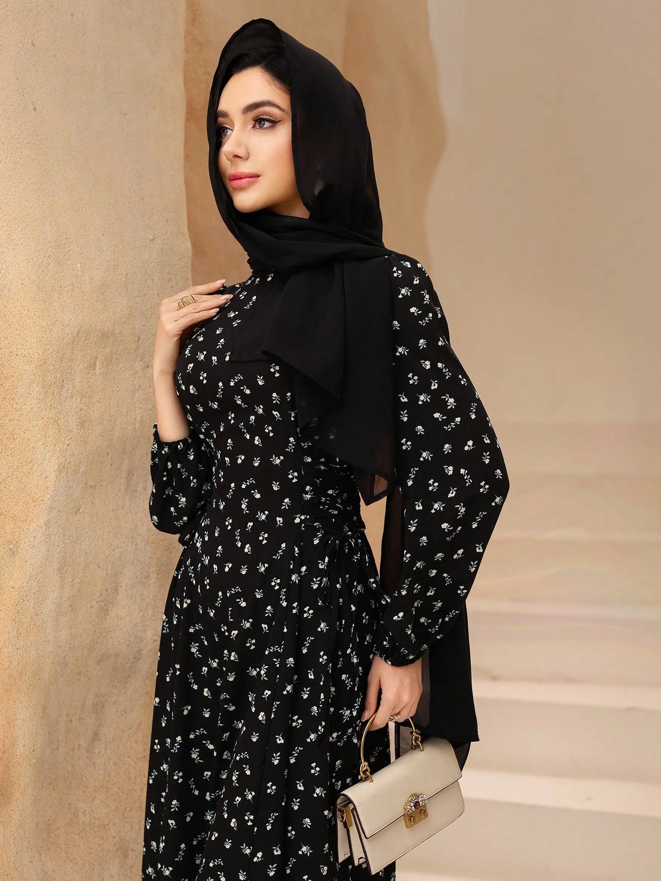  | SHEIN Graceveil Women's Ditsy Floral Asymmetric Collar Tie Waist Design Dress | Dress | Shein | OneHub