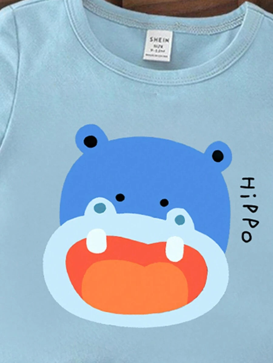  | SHEIN GraphicGems 4pcs Baby Boy Casual Fashion Cute Cartoon Animal Print Basic Crew Neck Short Sleeve T-Shirts | Dress | Shein | OneHub