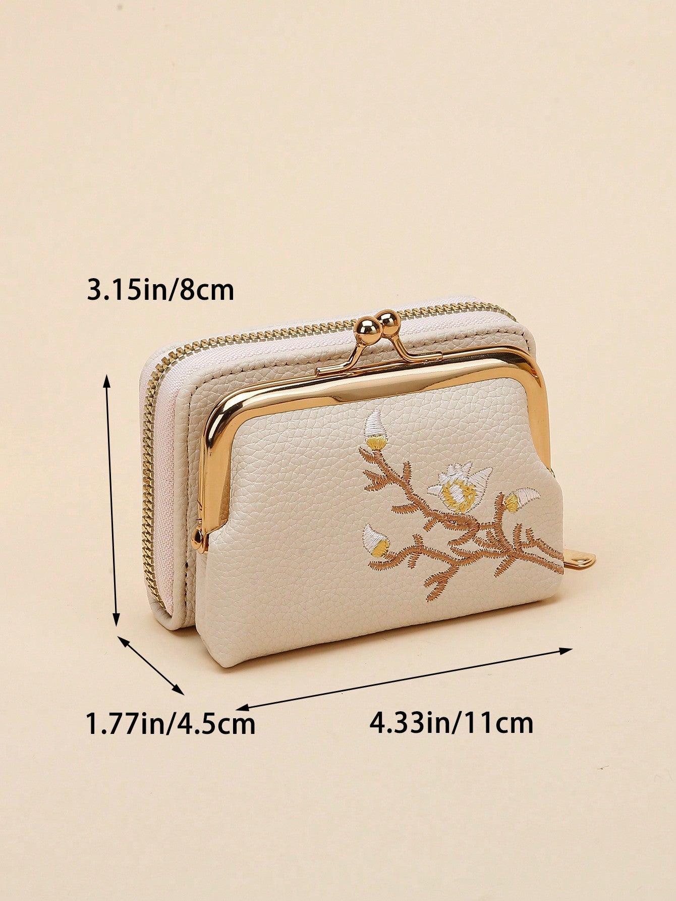  | SHEIN Graphic Flower Embroidered Short Wallet, Kiss-Lock & Zipper Clutch Purse, Faux Leather Coin Purse | Wallet | Shein | OneHub