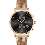  | HUGO BOSS Integrity Gold Mesh Bracelet Black Dial Chronograph Quartz Watch for Men - 1513808 | Watches | Hugo Boss | OneHub