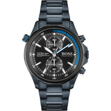 HUGO BOSS Globetrotter Blue Stainless Steel Black Dial Chronograph Quartz Watch for Men - 1513824