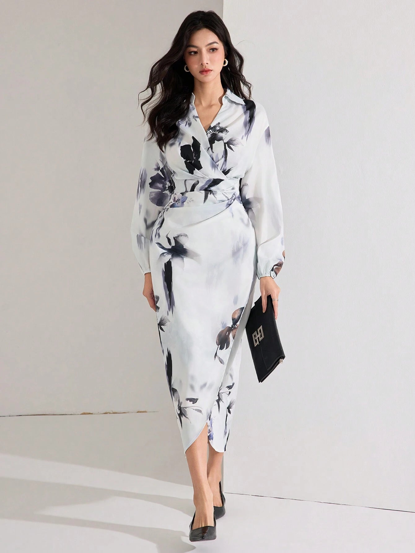  | SHEIN Heiryn Women's Fall Elegant Floral Print Lantern Sleeve Long Dress | Dress | Shein | OneHub