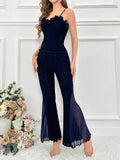 SHEIN Hollowed Embroidered Mesh Splice Home Clothing