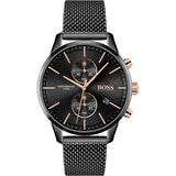  | HUGO BOSS Associate Black Mesh Bracelet Black Dial Chronograph Quartz Watch for Men - HUGO BOSS 1513811 | Watches | Hugo Boss | OneHub