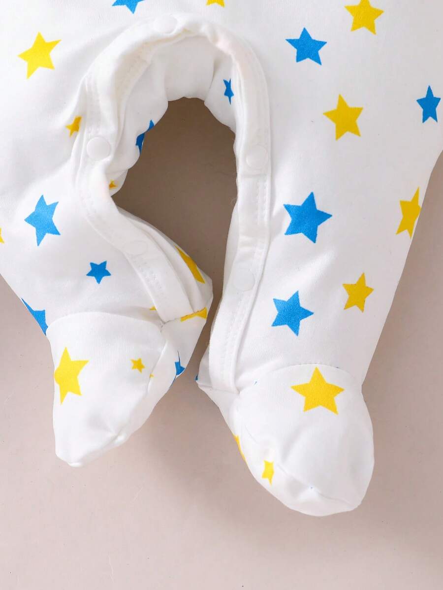  | SHEIN Infant & Toddler Boys' White Base Cute Blue Elephant Print Long Sleeve Footed Jumpsuit, Loungewear | Dress | Shein | OneHub